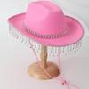 Rhinestones Tassels Hat Fashionable Western Hat Denims Hat Wild Western Hat for Stylish Men and Women