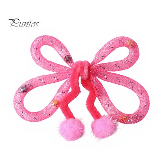 Kitten Enrichment Toys Mesh Tube Cat Toy, Butterfly Shape Interactive Chew Toy with Bells Flexible Bendable And Plush Balls, for Indoor Cats