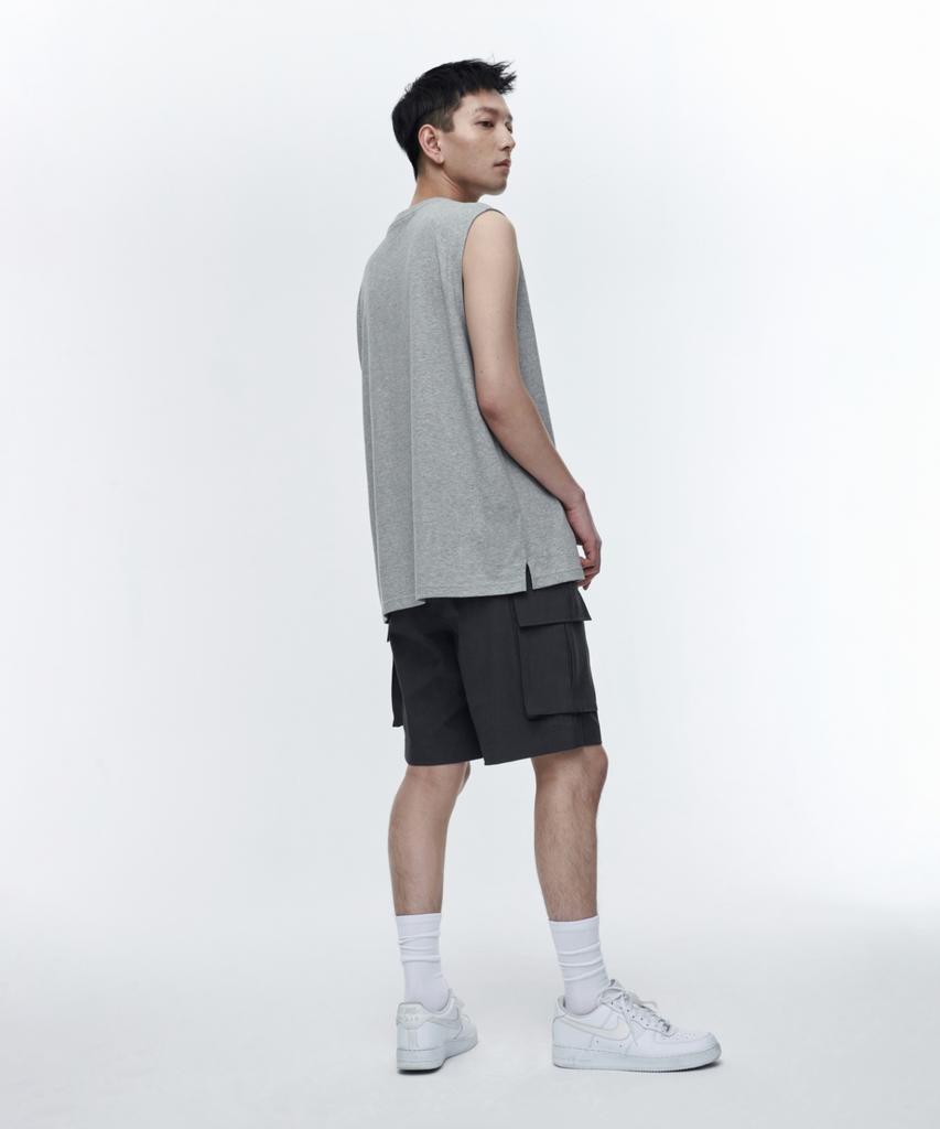 MUSINSA STANDARD Wide Banded Cargo Half Slacks [Gray]