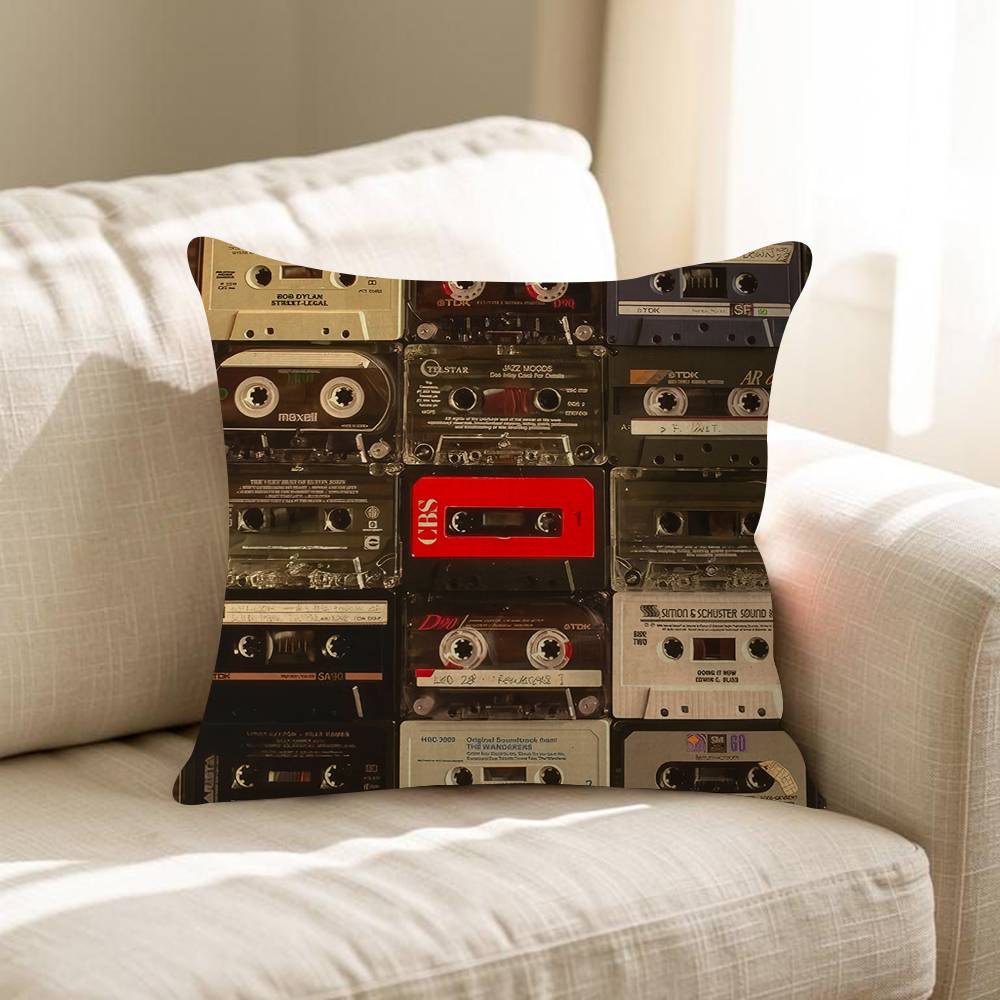 Magnetic Radio Tape Cassette Maple Design Cushion Cover Happy Autumn Harvest Decor Holiday Decorati Pillow Cover