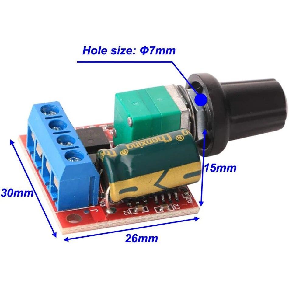 3ks Mini DC Motor PWM regulátor rychlosti, DC 5V-35V 5A modul s nastavitelným spínačem, 6V 12V 24V regulátor proměnného napětí