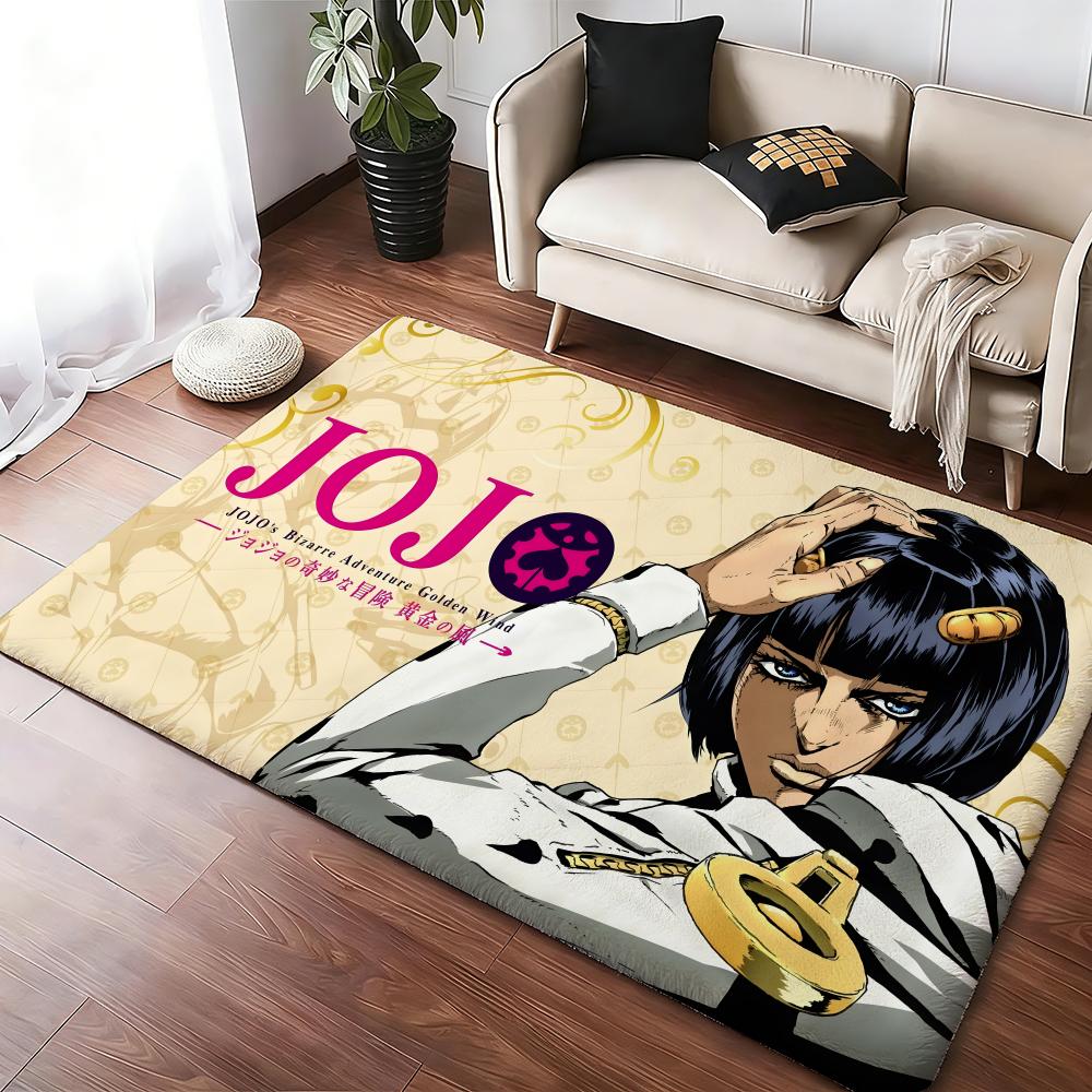Anime A-J-J-JoJo B-Bizarre A-Adventure Floor Mat Cozy Flannel Soft Thick Non-Slip Mat for Living Room Bedroom Kitchen Decor Rugs