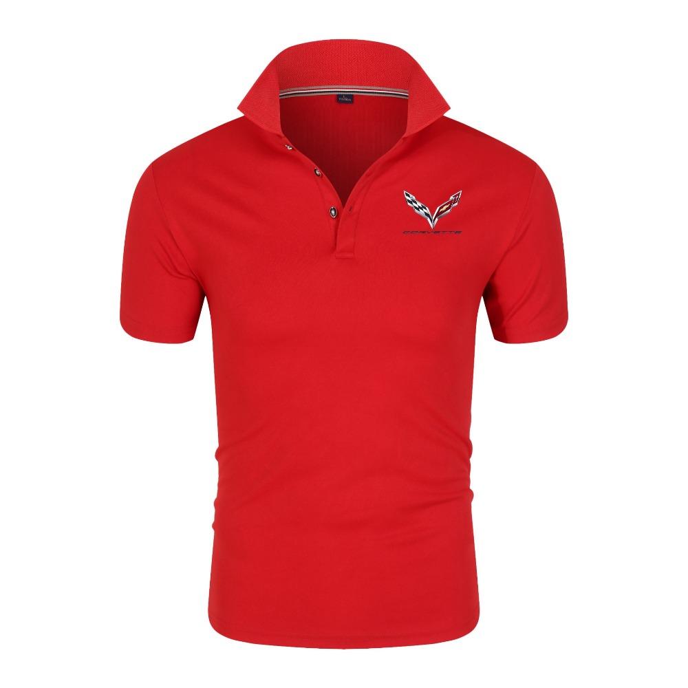 Fashionable man Heren zomer Corvette autologo kort&auml;rmig poloshirt met kraag 2XL rood