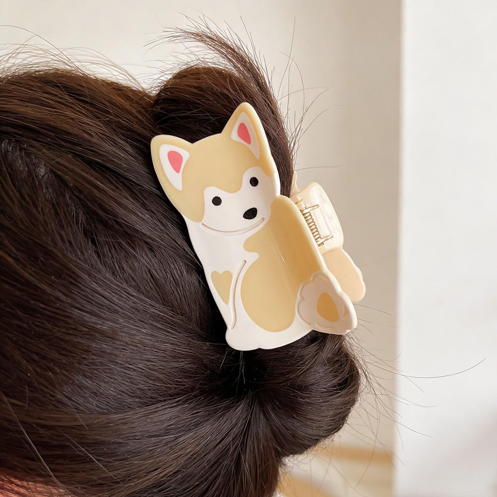 Cute puppy hair claw clip, acrylic material, hair claw, exquisite hairpin hair accessory for gifting