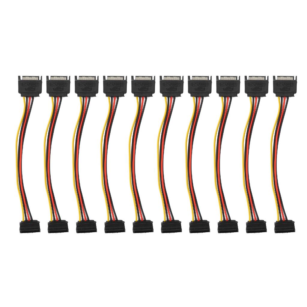10 Pack SATA Cables 15 Pin 90 Degree Male To Female Power Extension Adapter for HDD SDD Optical