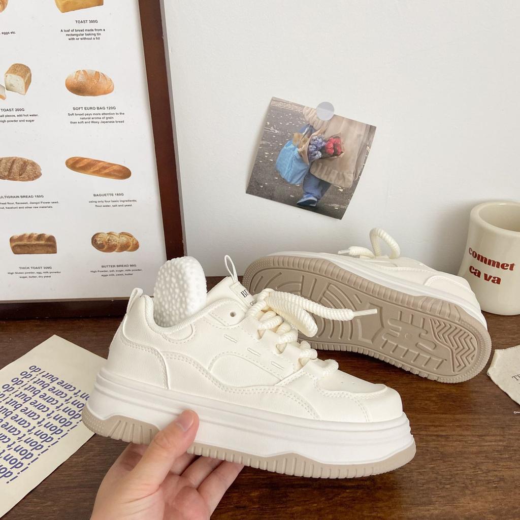 Milk Fufu with Skirt Little White Shoes Women's 2025 New Spring Versatile Chic Shoes Platform Casual Sneakers