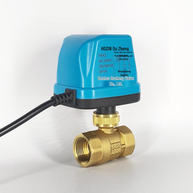 220V Brass Electric 2-Way Valve for Central Air Conditioning Fan Coil Units