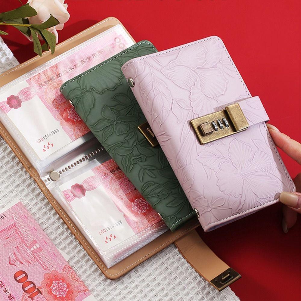 With Password Lock 100 Envelopes Money Saving Challenge Get Rich PU Money Collection Book Save Money Portable Savings Binder