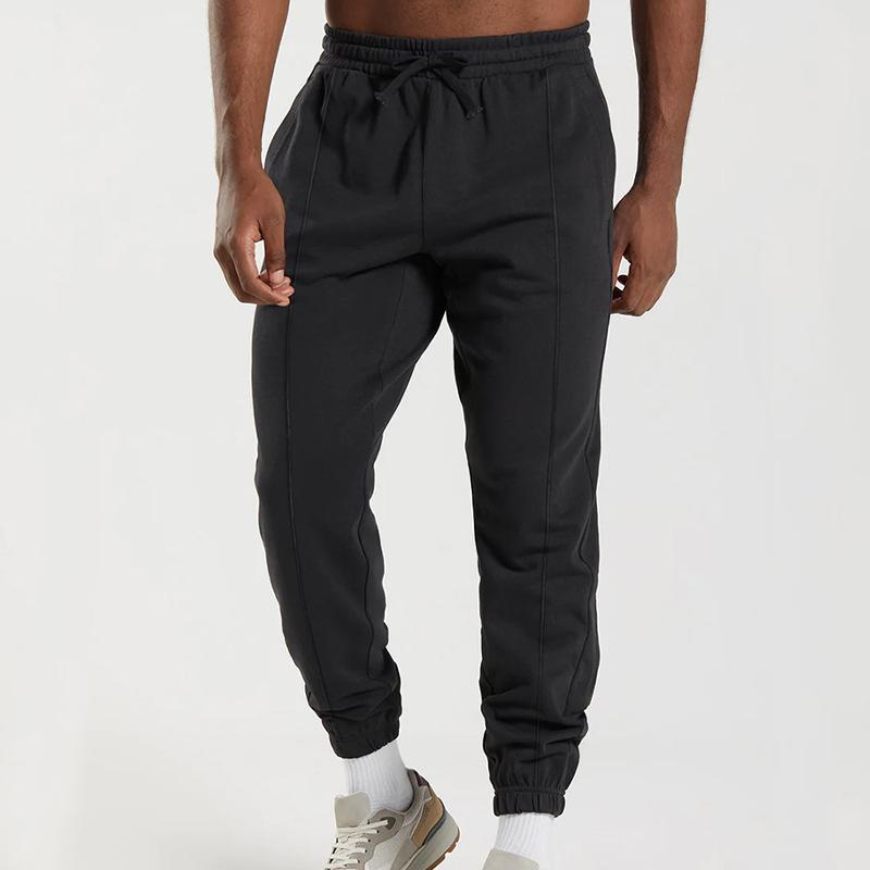 Spring/Summer Casual Sports Trousers Men's Relaxed-Fit Knitted Long Trousers with Cuffed Legs Simple and Versatile