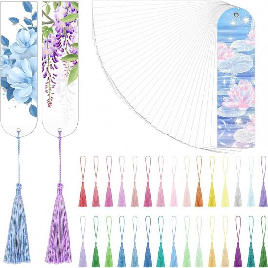 Sublimation Bookmark Blank Double Sided - 50Pcs Metal Bookmark Blanks Bulk + 50 Colors Bookmark Tassels, Bookmark Making Kit, for DIY Bookmarks, Book