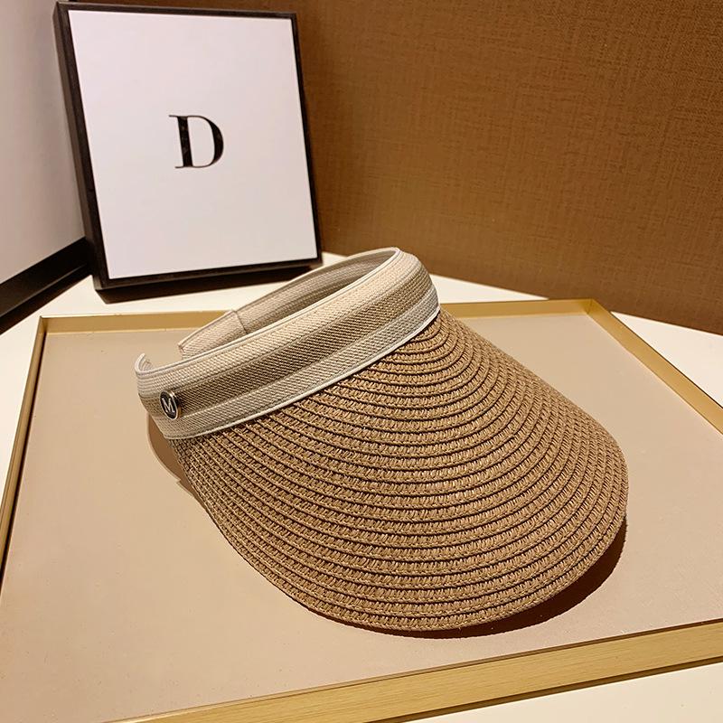 Women's Sun Protection Straw Visor Hat for Beach Vacation