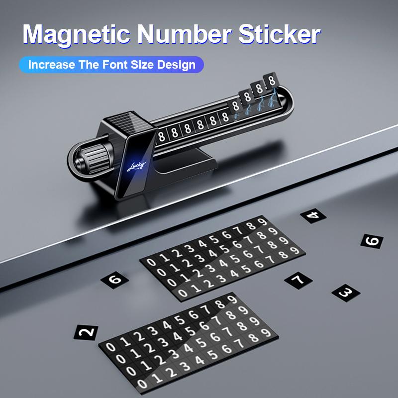 Temporary Parking Card Magnetic Car Phone Number Plate Solar Energy Car Accessories with LED Light Parking Phone Number Plate