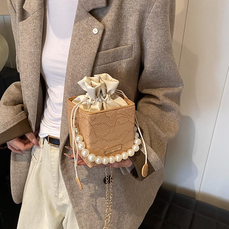 Pearl Water Bucket Bag For Women With Pu Material And Stylish Design For Daily Use