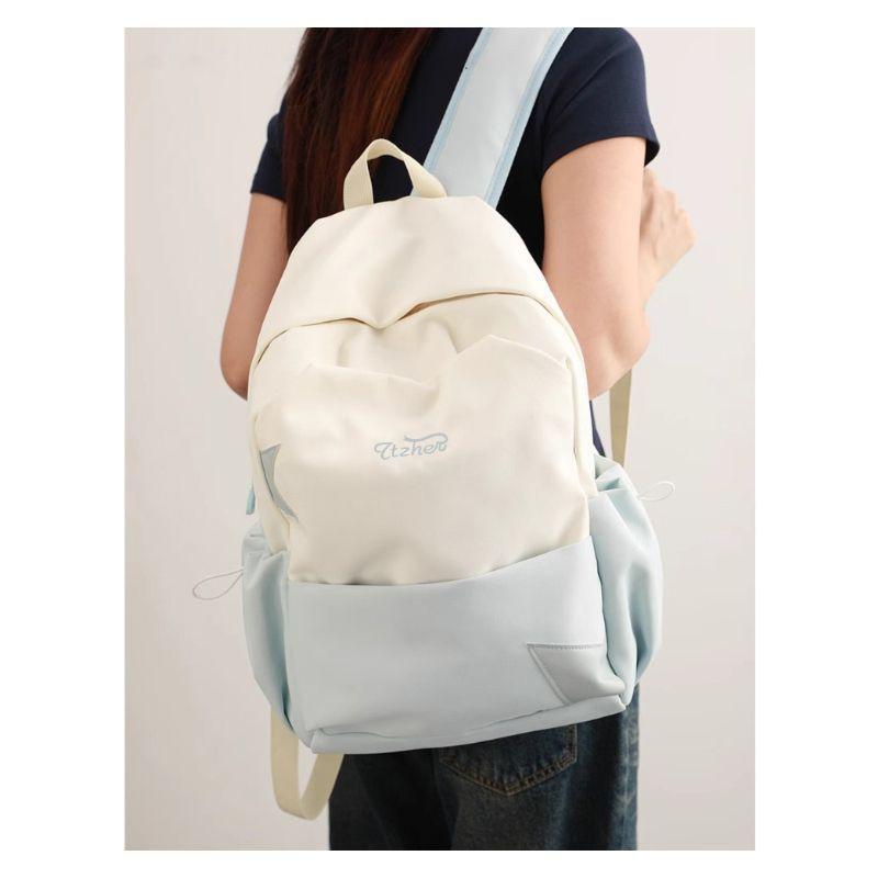 Contrasting color 2025 new female college student schoolbag large capacity lightweight short-distance travel backpack women's backpack