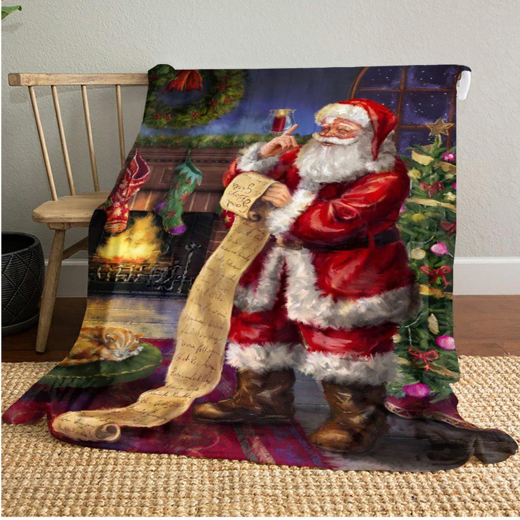 Christmas Plush Blanket Soft Comfortable All Seasons Perfect Sofa Office Naps Outdoor Travel Makes Great Gift