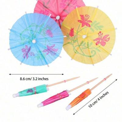 50 Pack Umbrella Cocktail Picks, Food & Drink Decoration Skewers - Versatile for Fruit, Cake, Boba Tea, Coffee | Ideal for Party