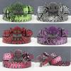 Unisex Y2K Rhinestone Skull Punk Belt with Rivet and Python Skin Design
