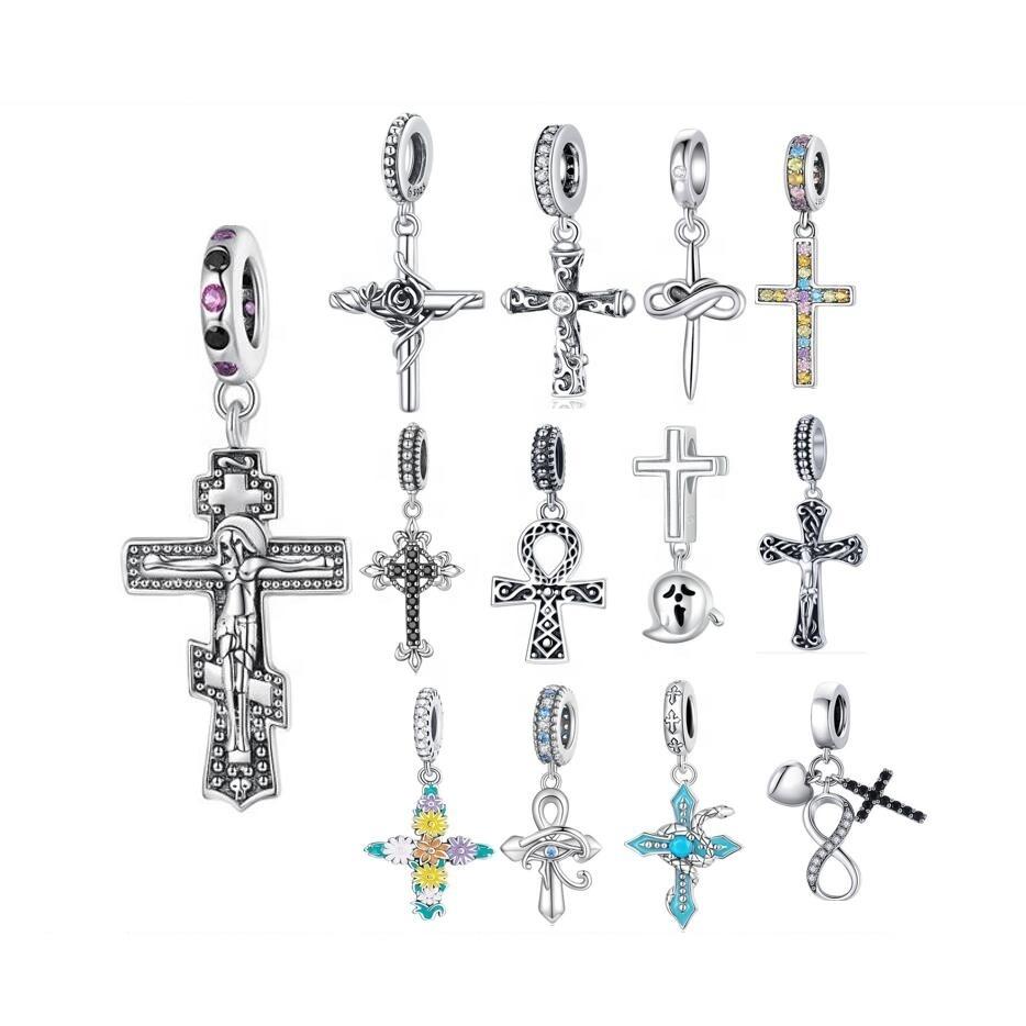 High Quality Women 925 Sterling Silver Cross Charm Necklaces Fine Jewelry Making