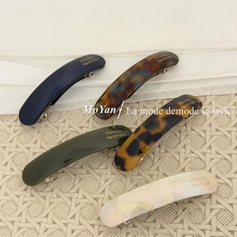 Korean Style Gold Label Acetate Baguette Barrette - Versatile & Cute Hair Clip