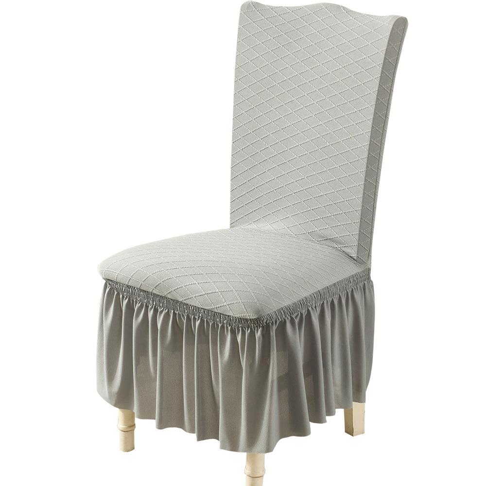 Knitted Jacquard Fabric Chair Cover Universal Lace Skirt Banquet Stretch Dining Table and Chair Covers