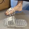 Crystal bow slippers women's fashion transparent outer wear summer home indoor bath non-slip cool slippers women