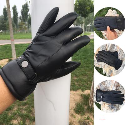Leather Gloves, Sheepskin and Fur Integrated, Men's and Women's Outdoor Riding, Warm and Thickened, Winter Cycling, Driving, Motorcycle Waterproof