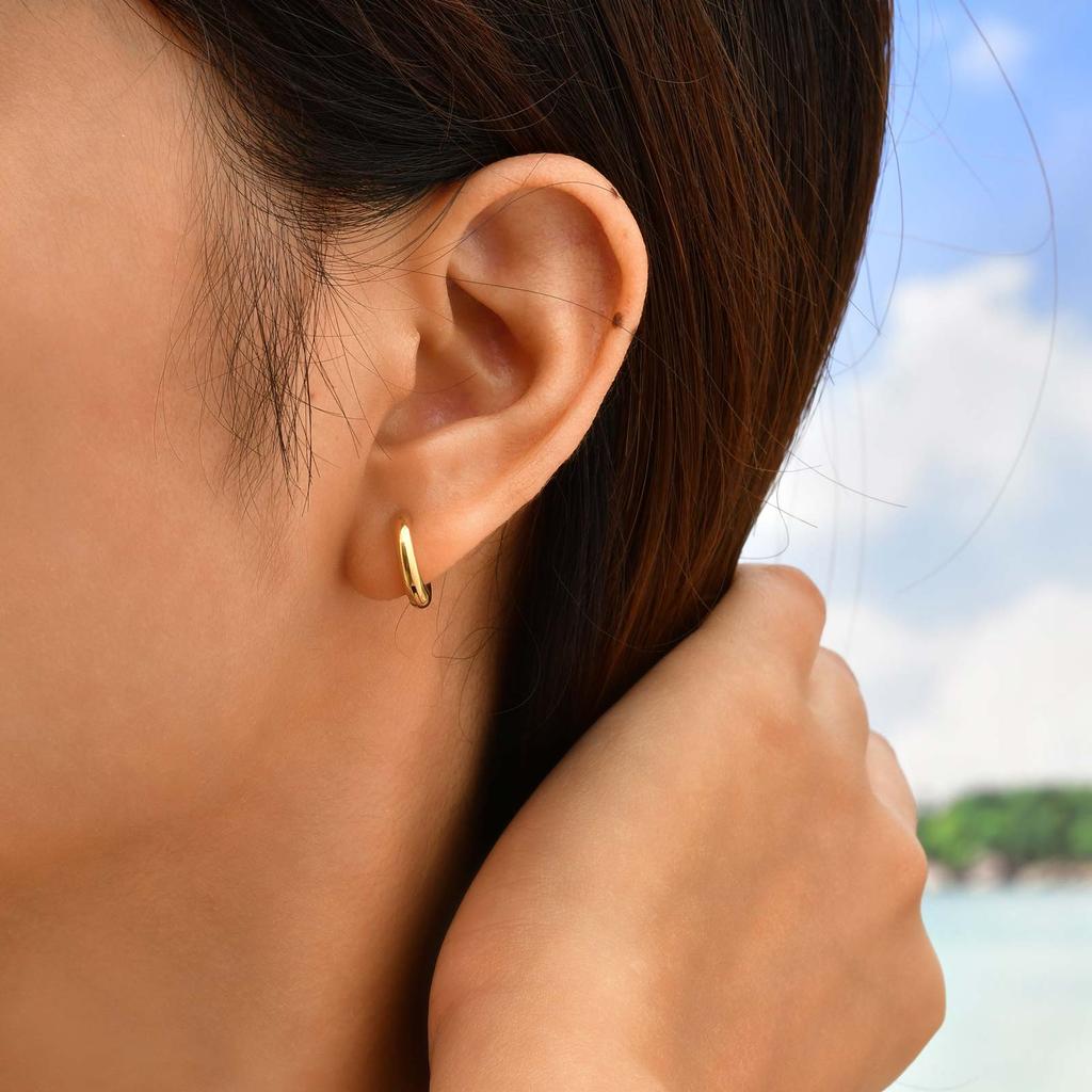 1 Paar runde kleine Creolen für Damen und Herren, Vergoldeter Edelstahl Große Ohrringe, Hypoallergener Piercing-Schmuck