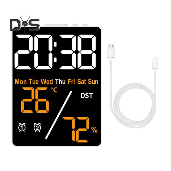 Multifunctional Large Screen Digital Alarm Clock Brightness Adjustment Humidity Temperature Display Desktop Clock