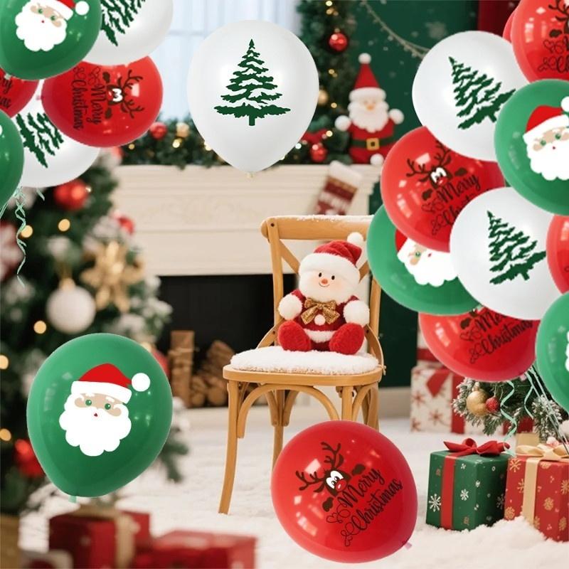 15-30pcs Christmas Latex Balloons Santa Claus Snowman Elk Xmas Tree Balloons for Christmas Party Supplies Favors Xmas Holiday