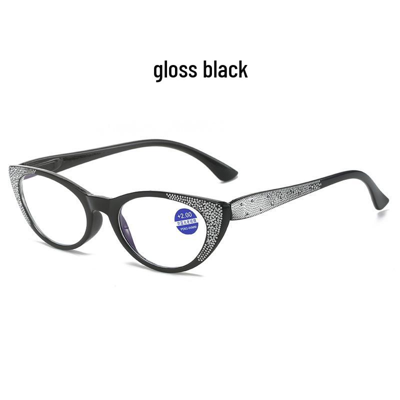 Cat Eye Rhinestone Anti-Blue Light Reading Glasses for Women - High-Definition, Stylish Design for Middle-Aged and Elderly