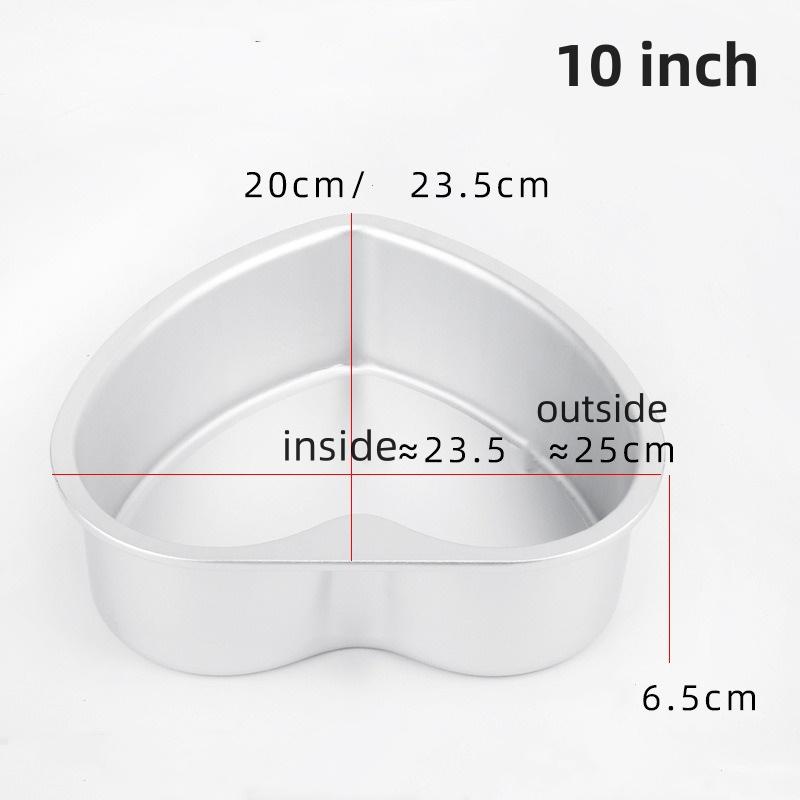 3/4/5/6/7/8/10/11 Inch Heart Shaped Cake Pan mold Solid Bottom Aluminum Alloy Chocolate Cake Pan Silver Tin Baking Mold Mould