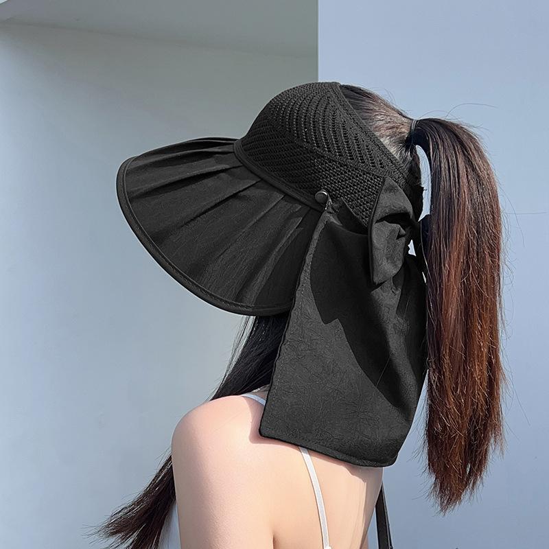 

Панама женская летняя солнцезащитная с широкими полями и открытым верхом, шаль-шляпа для пляжного отдыха, защита лица и шеи, шляпа для альпинизма One Size (Hat + Bag Removable)