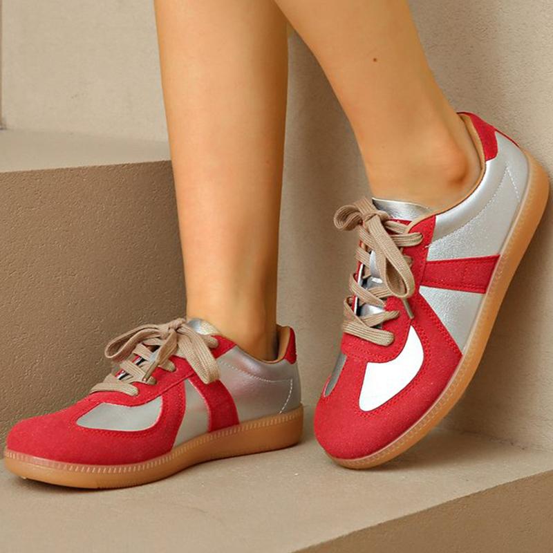 Fashion Casual Mixed Color Sneakers for Women Spring Autumn 2025 All-Match Lace Up Flats Woman Non-Slip Plus Size 35- 44 Shoes Female