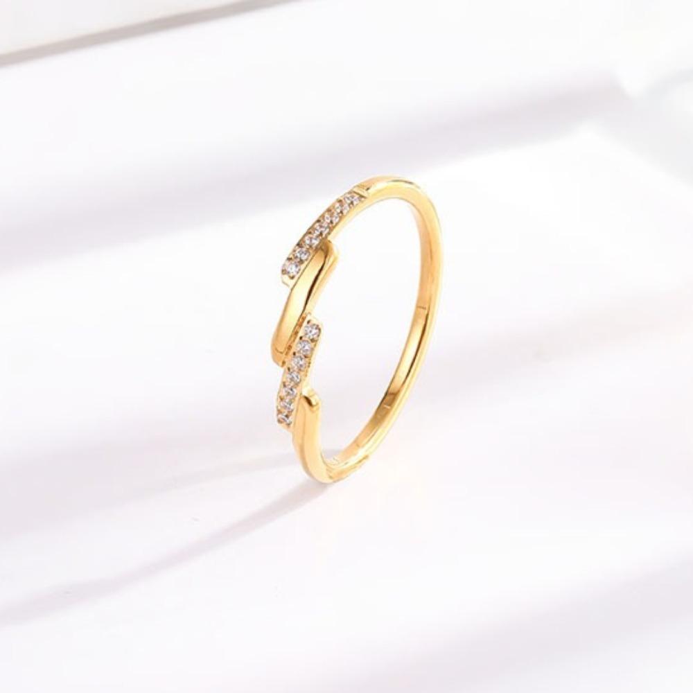 Titanium Steel Ring for Women with Diagonal Micro Pave Diamonds Elegant Couple Rings Trendy Accessories