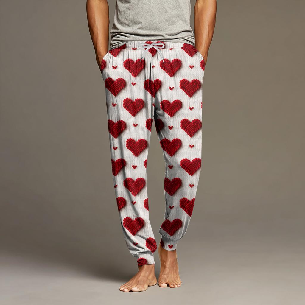 Herren Kordelzug Tasche Bündchen Freizeithose Zuhause Schlafhose