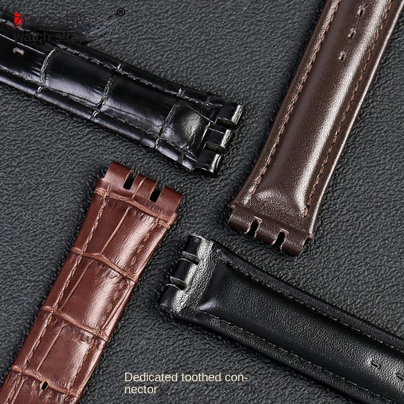For swatch YCS YAS YGS series watch band 17mm 19mm genuine leather Wrist Strap Women men watch strap belt bracelet accessories