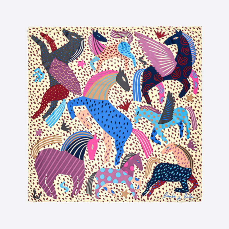 BIMBA Y LOLA Garnet Horse Mini Splogi Print Scarf B256AIF004MUF