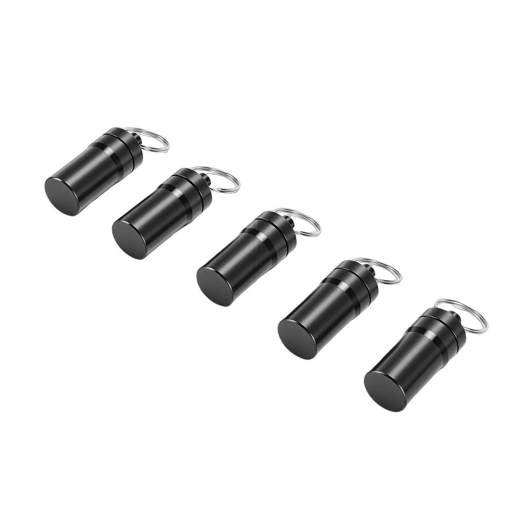 5 Pcs Keychain Tablets Holder Water Proof Small Tablets Case Container with Ed Lid Aluminum Alloy 0.87x2.05in