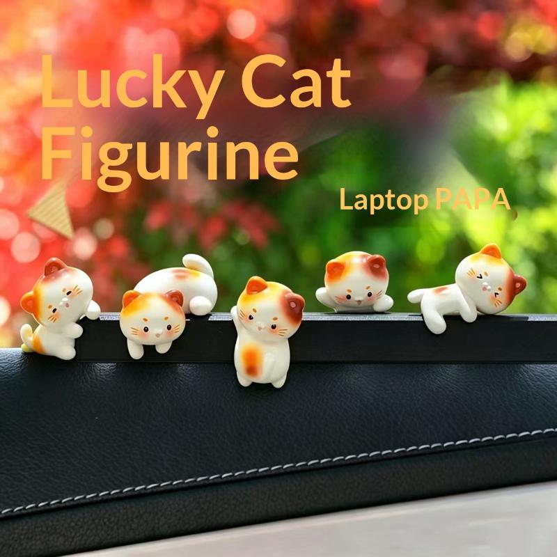 Cute Cat Figurine Mini Kitten Ornament Cartoon Animal Desktop Decor For Computer Monitor Edge Office Home Display Gifts