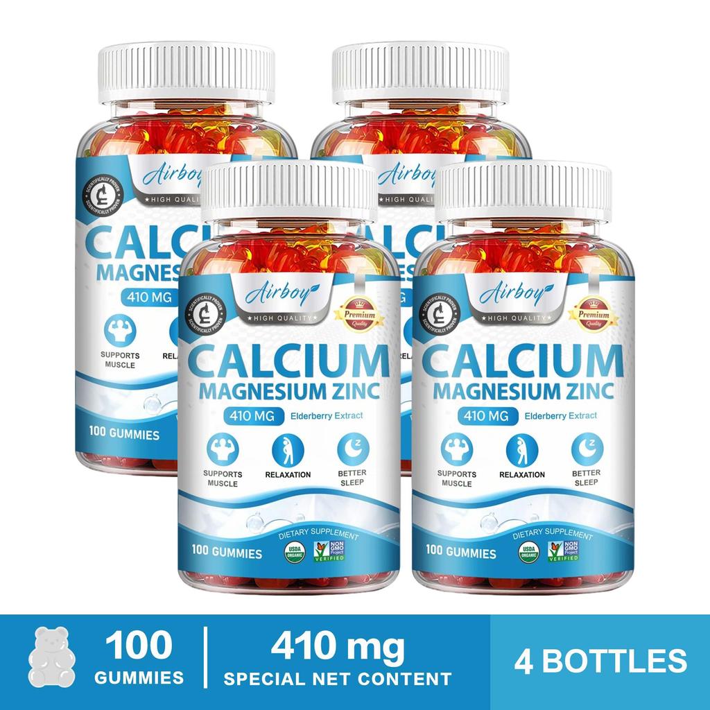 Calcium, Magnesium & Zink Gemengde Gummies, 410 mg, Immuunondersteuning, Geschikt voor Mannen en Vrouwen