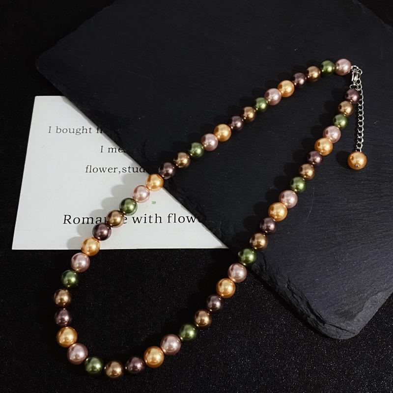 French retro imitation pearl bead necklace medievalelegantstylishsweater chain sensation clavicle chain necklace