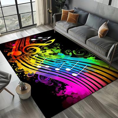 Colorful Music Note Score Cartoon Dream Area Rug, Non-Slip Floor Mat for Living Room Bedroom Home Sofa Decoration, Kids Carpet