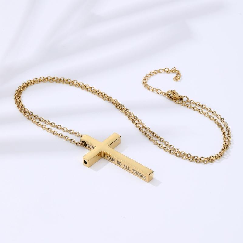 3pcs Adjustable Chain Pendant Necklace Stainless Steel Necklaces For Christian Faith And Mindfulness