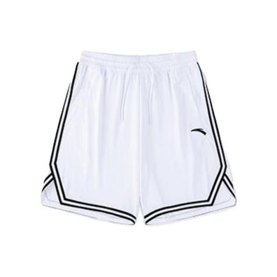 Basketball Series Logo Stripe Mid-Waist Straight Loose Shorts Unisex Bottoms Pure-White 152321230-2