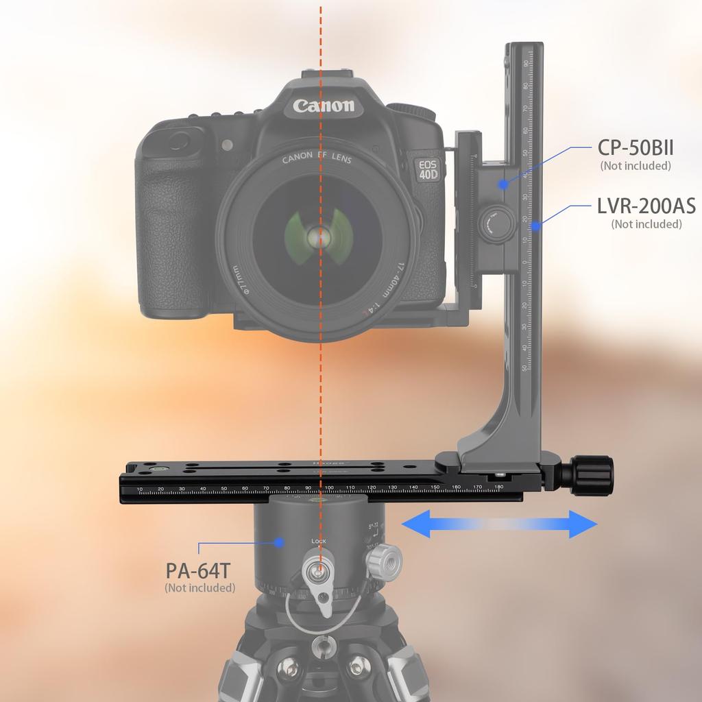Haoge 200mm Nodal Slide Double Dovetail Focusing Rail Plate with Metal Quick Release Clamp and 60mm Plate for Camera Panoramic Macro Compatible with