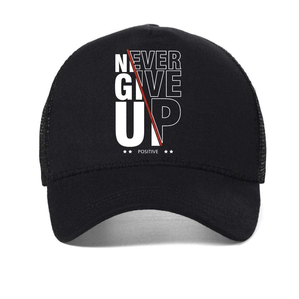 Never Give Up Letter Print Baseball Cap Fashion Summer Breathable Snapback Hats Unisex Mesh Sun Hat Adjustable Cool Trucker Hats