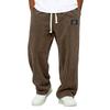 Men's Loose Fit Corduroy Wide Leg Pants with and Pockets, Color Casual Trousers