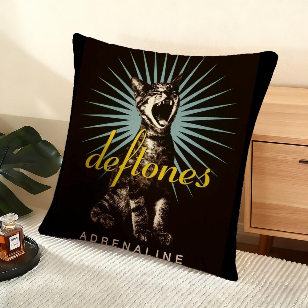 Cushion Cover Silky Short Plush Home Sofa Cushion Cover - Invisible Zipper Home Decoration Cool D-Deftones Band