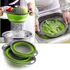 Silicone Folding Drainer Basket Portable Kitchen Strainer Fruit Vegetable Washing Folding Drainer Kitchenware Drain Device GLW01
