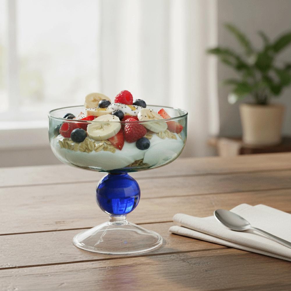 Hohe Füße Glas Eisbecher 270 ML Dessertschale Exquisite Obstsalatschale Café